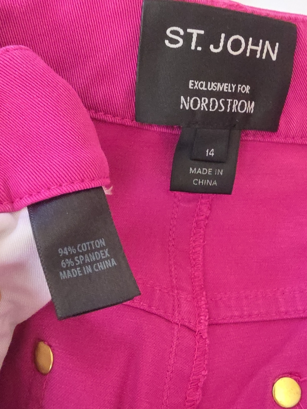 St John For Nordstrom Size 14 Pink Jeans With Lycra For Stretch